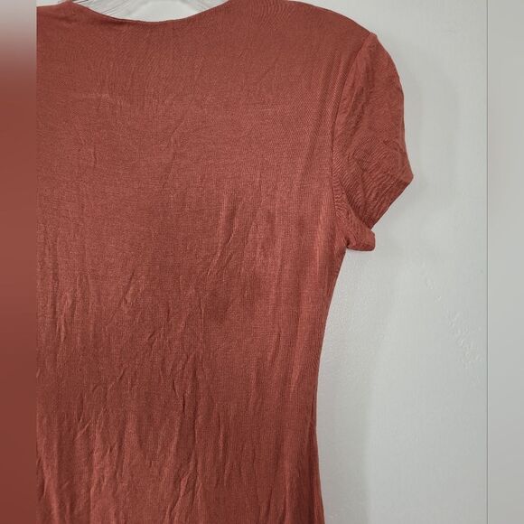 Popular21 T-Shirt Bodycon Dress Orange Copper Soft Stretchy Jersey Knit Medium - Picture 9 of 15